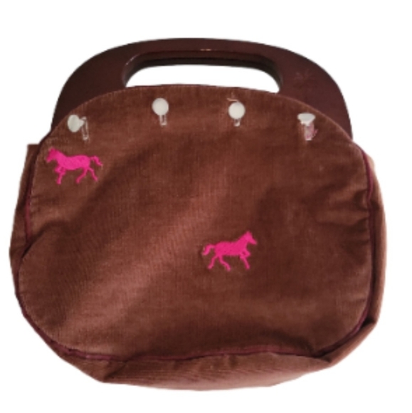 Lilly Pulitzer Handbags - Lilly Pulitzer Bermuda Bag Reversible Saddle Brown Corduroy Gallop Embroidery